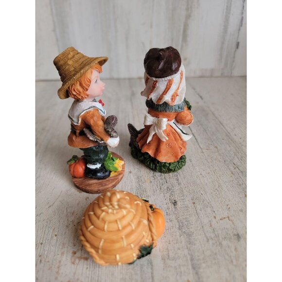 Rustic Pilgrim bounty thanksgiving figure fall set decor cornucopia - Picture 5 of 7